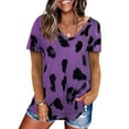 thumbnail image 2 of QLEICOM Women's Tops Summer Leopard Print Raglan Short Sleeve Basic T Shirt Blouses Shirts Tops Purple M, US Size 6, 2 of 5