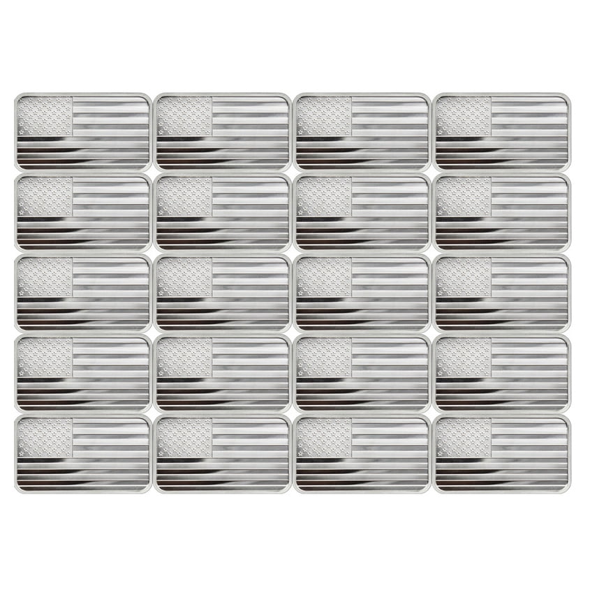 Lot of 20 - 5 Troy oz American Flag .999 Fine Silver Bar Sealed