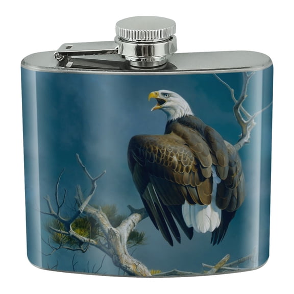 Bald Eagle Nest Raptor Stainless Steel 5oz Hip Drink Kidney Flask
