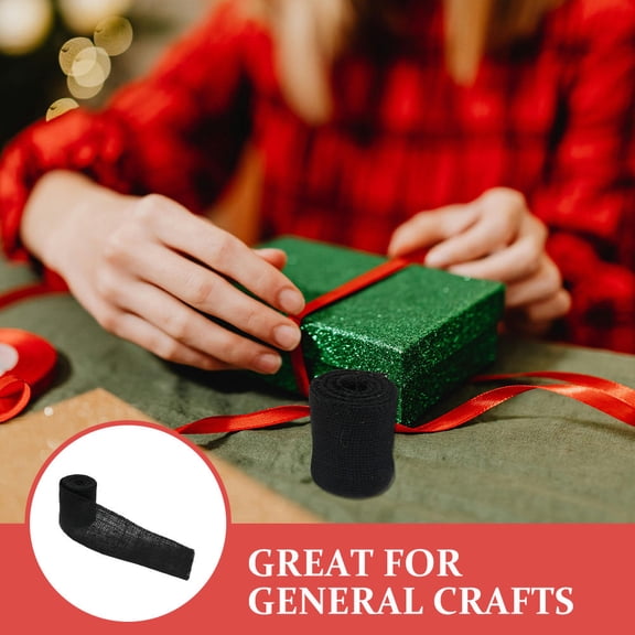 Phenofice Eco Friendly Black Jute Burlap Ribbon Roll for Crafts and Holiday Decor