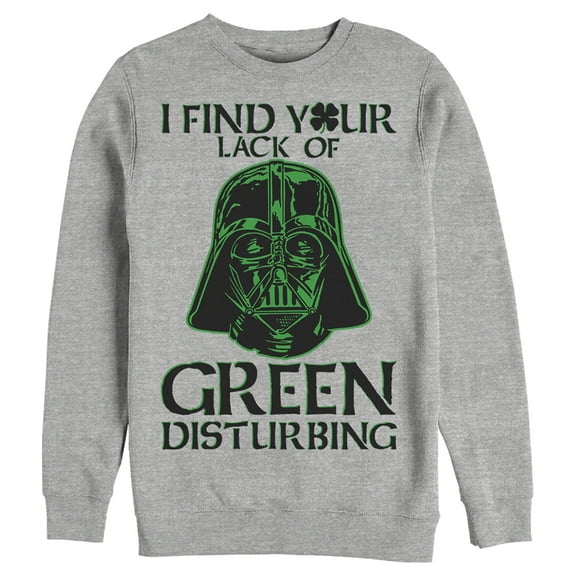 Men's Star Wars St. Patrick's Day Darth Vader I Find your Lack of Green Disturbing Sweatshirt Athletic Heather 2X Large