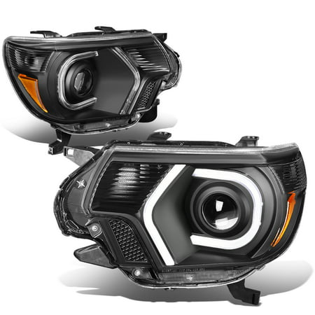 For 2012 to 2015 toyota Tacoma 3D LED Halo+LED DRL Light Bar Projector Headlight Black Housing Amber Corner Headlamp 13 14 13 14