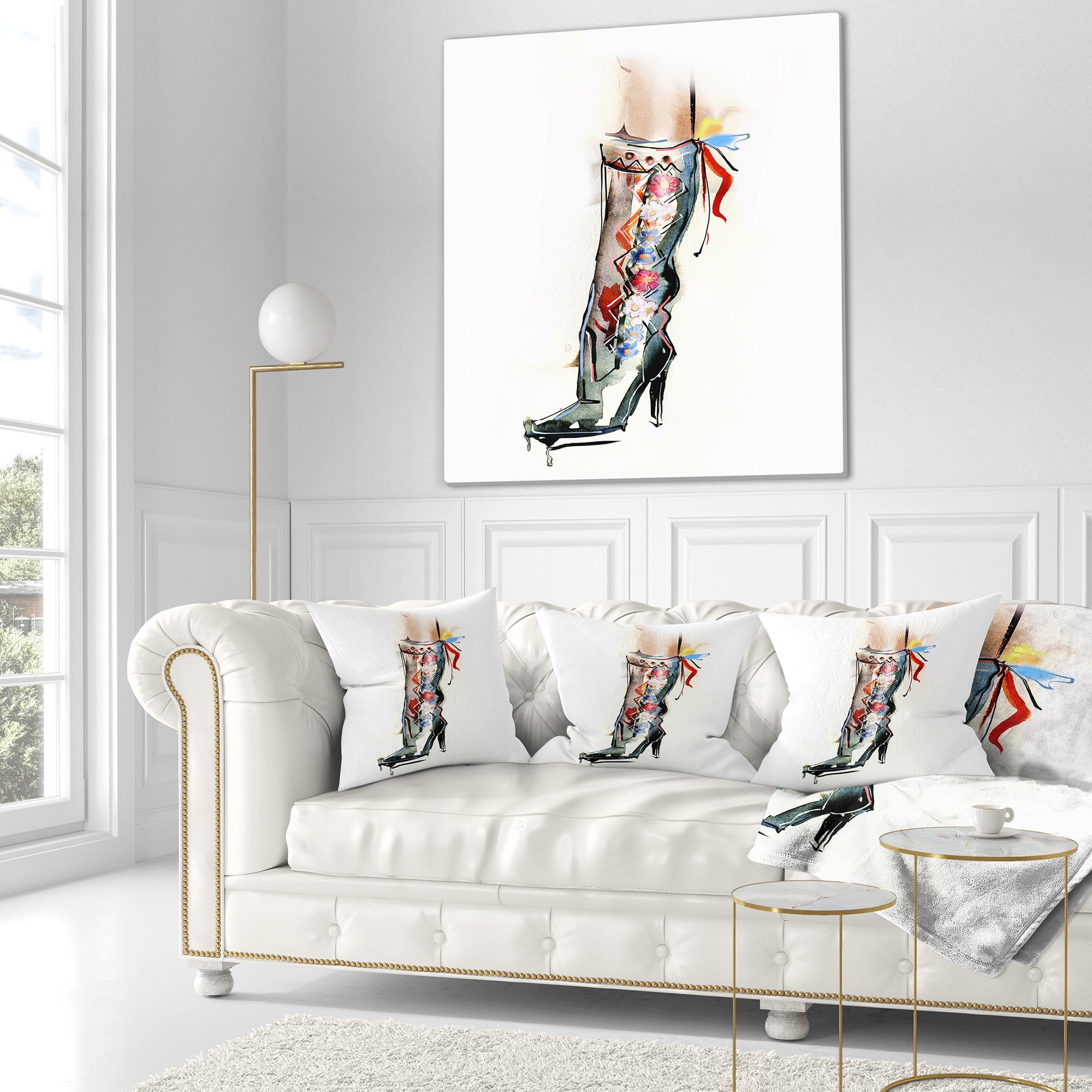 Designart Decorative Shoe - Abstract Throw Pillow - 18x18