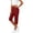 Wine, variant on Three Quarter Length Pants Women Capri Pants Work Cropped Pants Plain 3/4 Length Trouser Casual Smart Pants Summer Loose High Waist Jogging Bottoms with Pockets