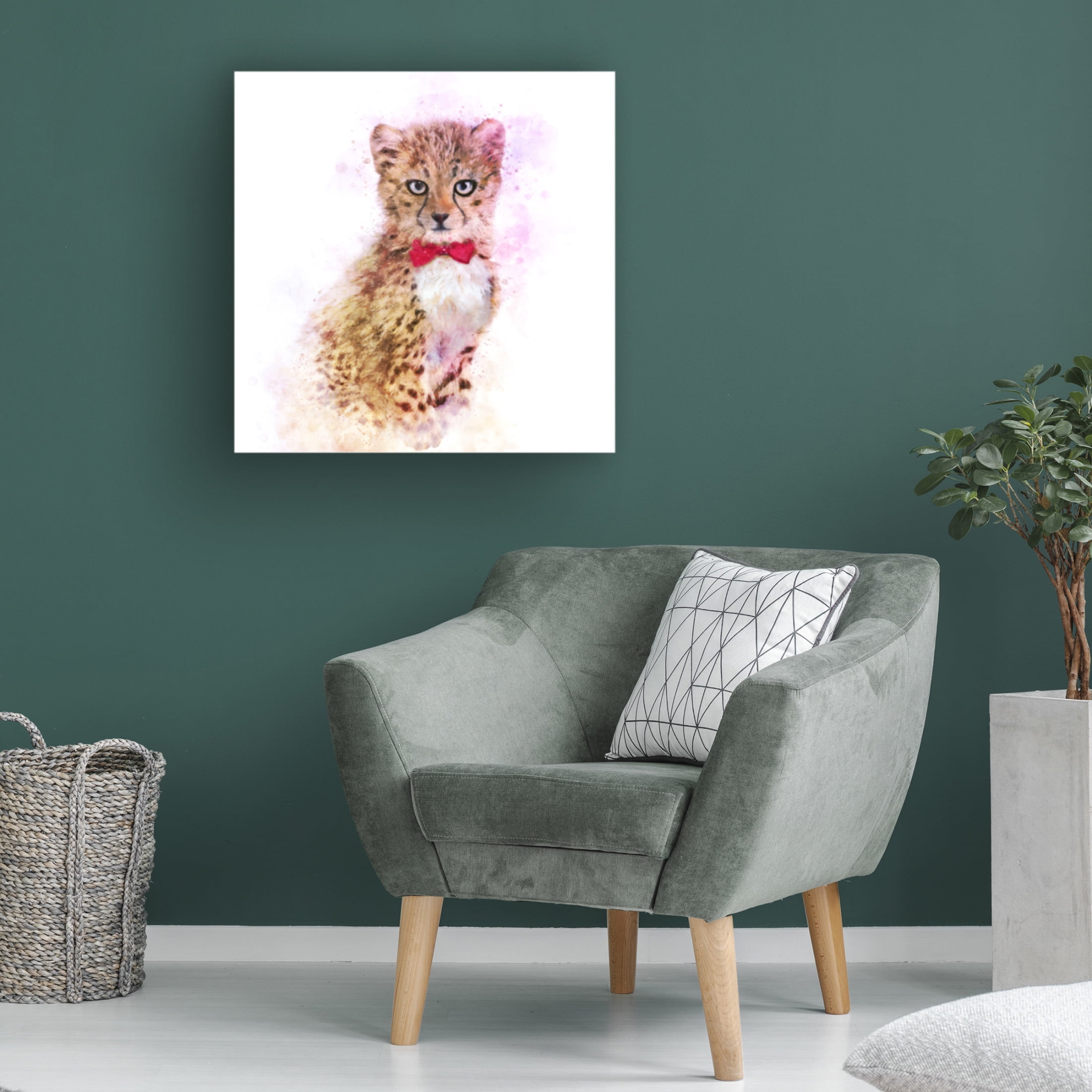 Trademark Fine Art Emel Tunaboylu  Baby Cheetah Watercolor Canvas Wall Art