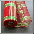 thumbnail image 3 of 10 Inch x 10 Yards 30 feet Deco Poly Mesh Ribbon - Red, White and Green Plaid : RE1313A7, 3 of 3