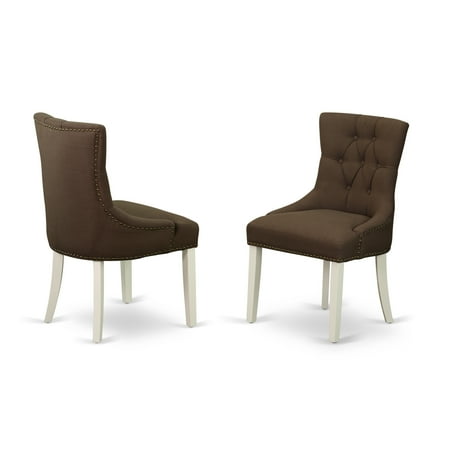 White Parsons Chair East West Furniture FRP1B02 Friona parson Chair with Linen fabric-Light Beige Color Option ()