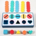 thumbnail image 2 of UUWEAR 1 Box Wooden Shape Sorting Box Montessori Educational for Color and Shape Recognition Puzzle Fine Motor Skills Development Safe Natural Material Early Learning Color Matching Game, 2 of 9