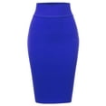 thumbnail image 2 of A2Y Women's Basic Solid Ponte Knee Length Slit Techno Span High Waist Pencil Skirt Royal Blue M, 2 of 3