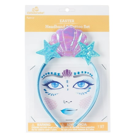 Way To Celebrate Easter Headband & Tattoo Set, Mermaid