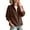 Brown, variant on Women's Full Zip Fleece Jacket Stand Collar Zippered Pockets Loose Fit for Fall Winter