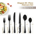 thumbnail image 6 of Silverware Set 48-Piece Black Flatware Set with Steak Knives Food-Grade Stainless Steel Cutlery Set for 8 Mirror Polished Utensils Set Include Spoons and Forks for Home Kitchen Restaurant, 6 of 7