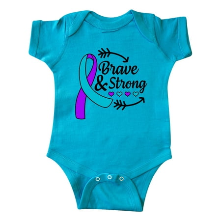 

Inktastic Suicide Prevention Awareness Brave and Strong with Arrows Gift Baby Boy or Baby Girl Bodysuit