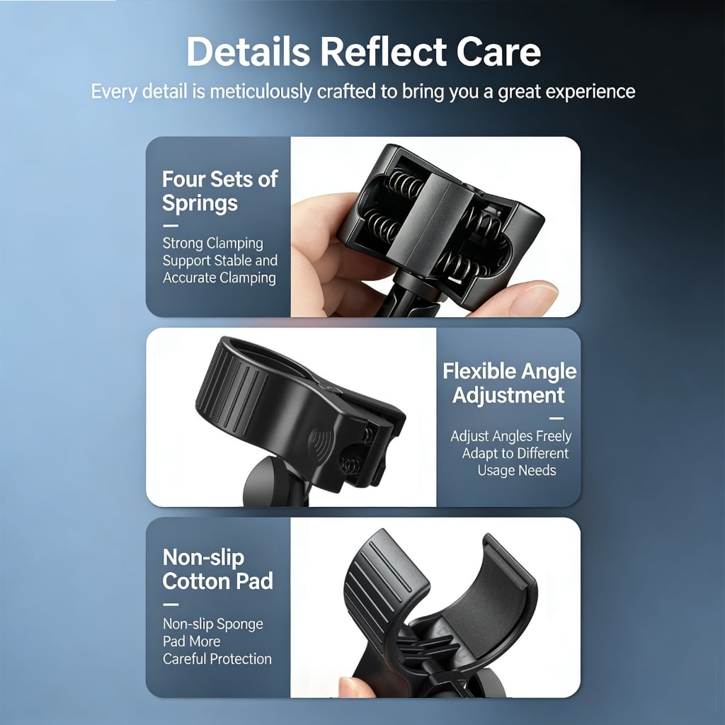 Rotating Clip Mount Microphone Stand with Lock Knob for Secure Attachment on Desks Chairs Stands up to 50mm Thickness