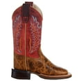 thumbnail image 5 of Old West Western Boots Girls Leather Burnt Brown Cloudy Red BSC1959, 5 of 5
