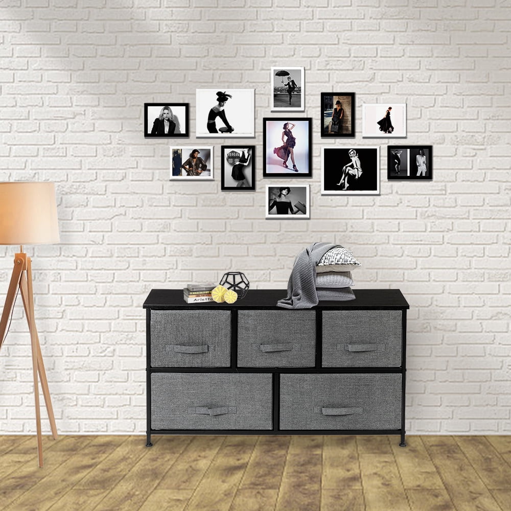 Lowestbest 2-Tier Drawer Dresser, Dresser Drawer Organizer 5 Drawers, End Table Storage Cabinet, Easy Pull Fabric Bins, Wooden Side Table for Bedroom, Hallway, Entryway Furniture, Gray Lowestbest 2-Tier Drawer Dresser, Dresser Drawer Organizer 5 Drawers, End Table Storage Cabinet, Easy Pull Fabric Bins, Wooden Side Table for Bedroom, Hallway, Entryway Furniture, Gray