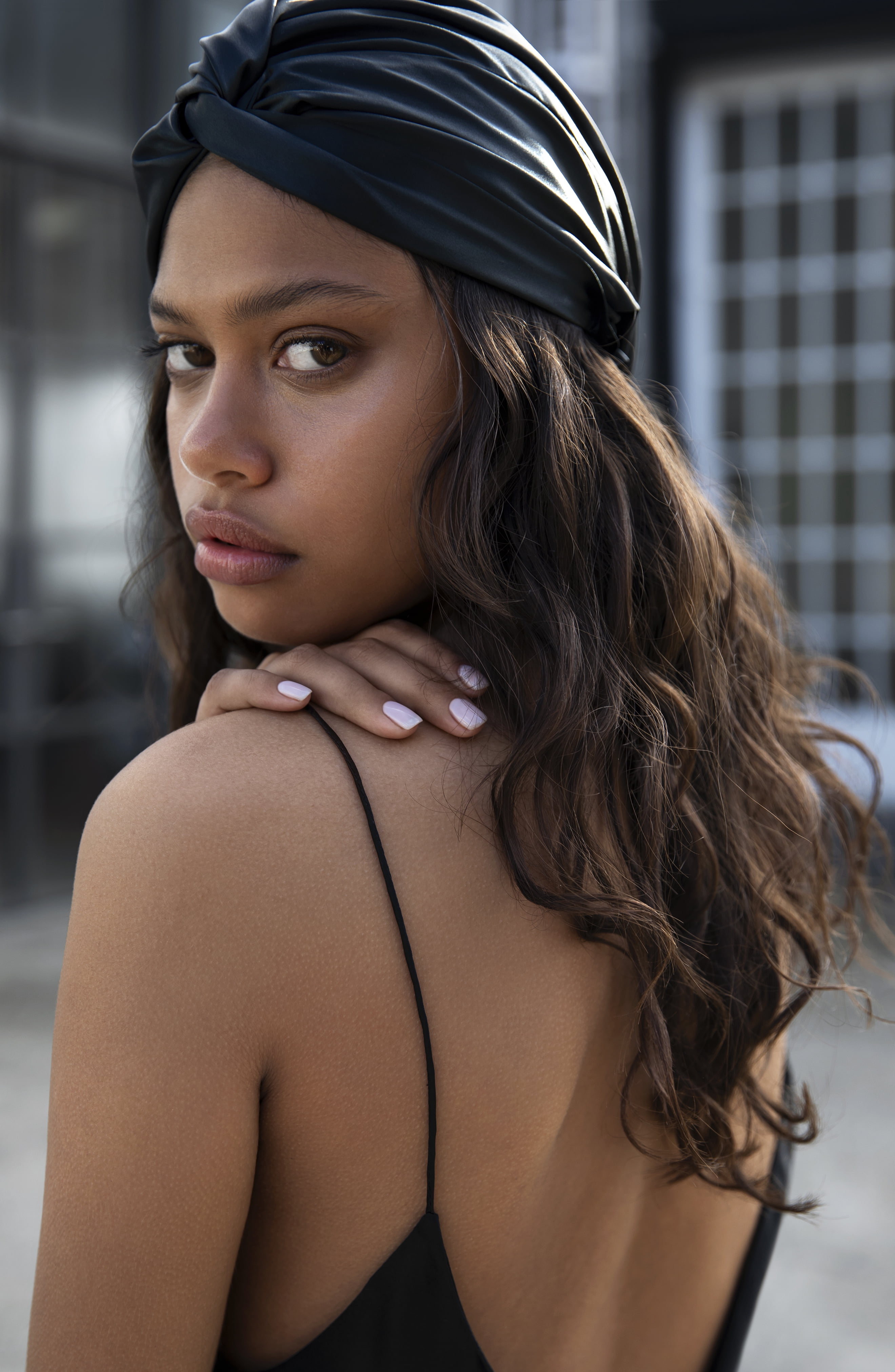 Slip Pure Silk Turban Multipurpose Head Wrap, Black