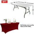 thumbnail image 3 of Parojati 2 Pack 6FT Table Cloth for Rectangular Fitted Events Stretch Pink Table Covers Washable Spandex Tablecloth Protector for Party, Wedding, Cocktail, Banquet, Festival Burgundy, 3 of 5