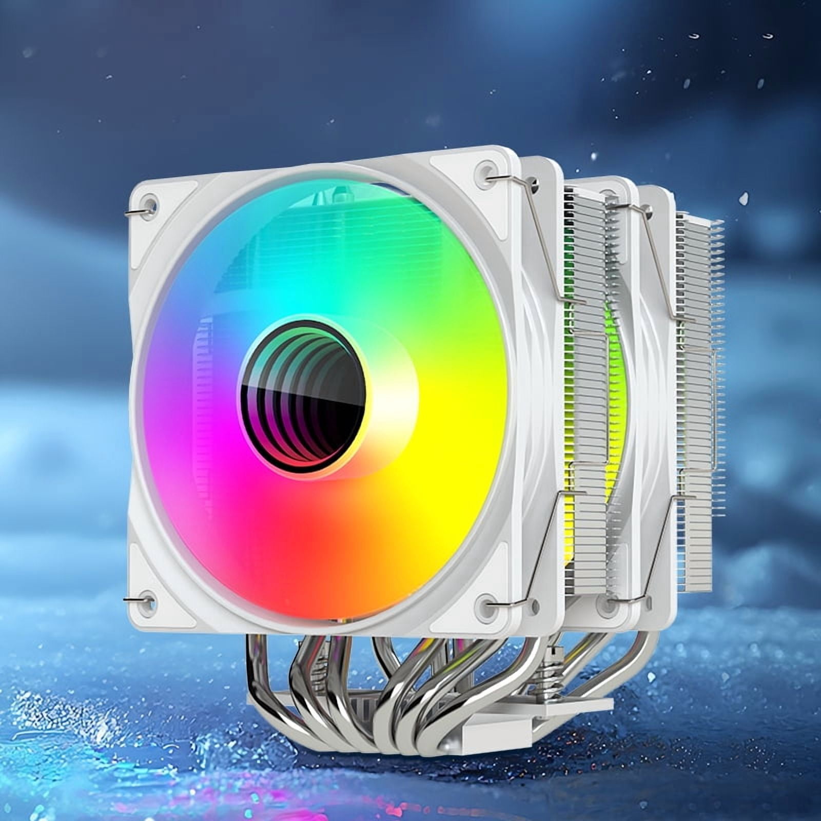 HUISZJ Twin Towers CPU Cooler, 4PIN PWM Silent CPU Radiator, DC 12V Dual Fan CPU Cooler for E-Sports Games Video Rendering (White)