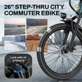thumbnail image 6 of 26" Electric Bike for Adults, 748W Peak Brushless Motor, 36V 13Ah 468Wh Battery, 22MPH Max Speed, Up to 40 Miles, 21-Speed Drivetrain, Front Fork Suspension, NFC Unlock, 6 of 8