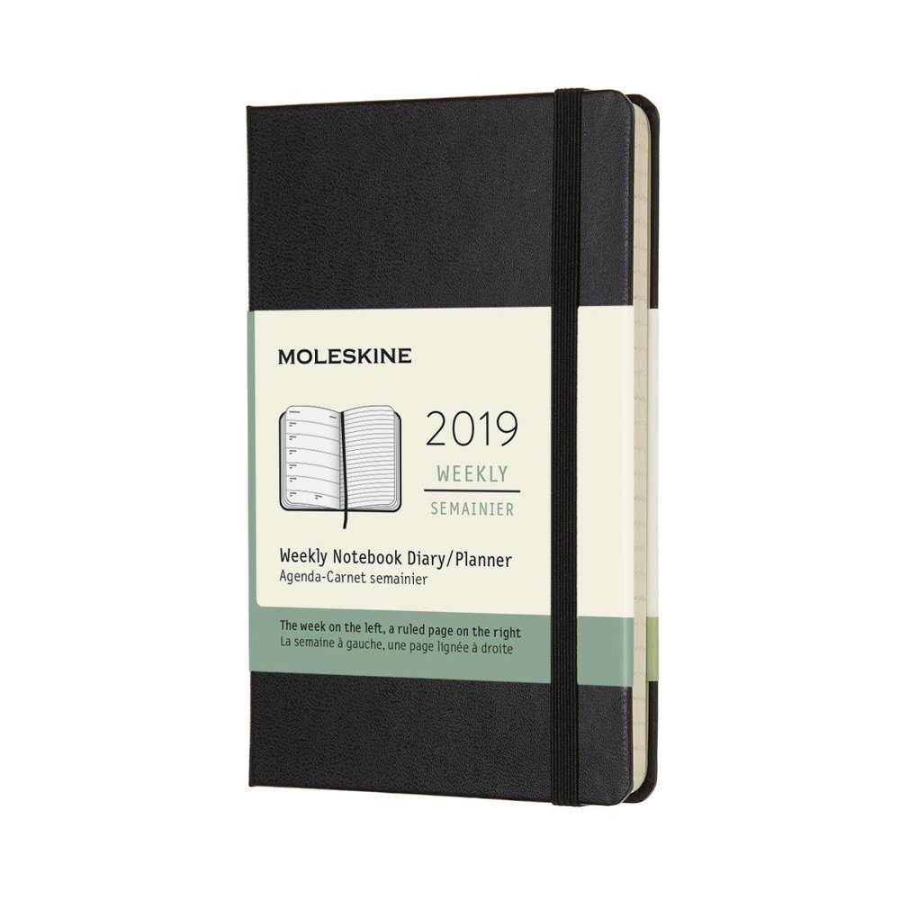 Moleskine 2019 12m Weekly Notebook, Pocket, Weekly Notebook, Black, Hard Cover (3.5 X 5.5