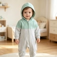thumbnail image 2 of Mnyotv Infants Baby Boys Jumpsuits Hooded Long Sleeve Zip Rompers Infants Spring Fall Clothes Size 12-18 Months, 2 of 6