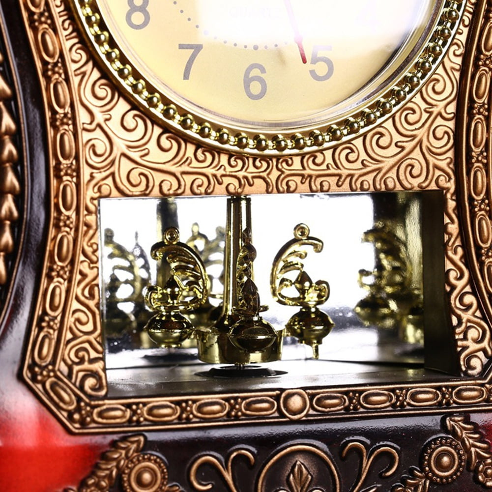 Antique Clock, Vintage European Desk Clock, 12 Music Chime Antique Desk Clock, Wall Clock with Pendulum and Chimes for Home Decoration