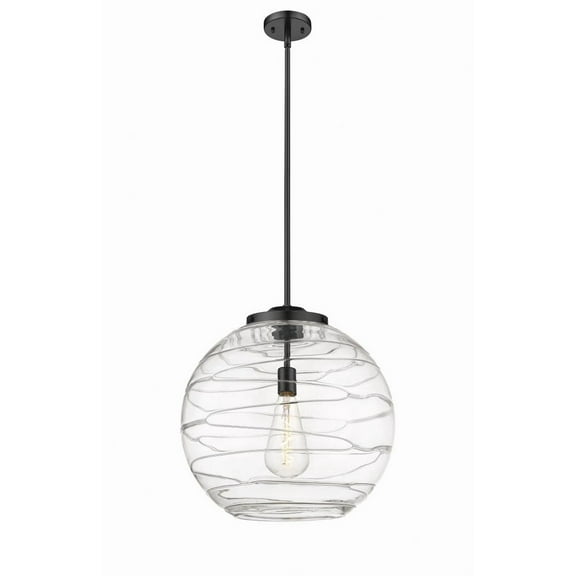 221-1S-BK-G1213-18-Innovations Lighting-Athens Deco Swirl - 1 Light Pendant In Industrial Style-19.5 Inches Tall and 17.88 Inches Wide-Matte Black