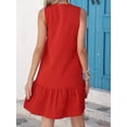 thumbnail image 2 of Women's V-Neck Button-Front Ruffle Hem Dress in Lightweight 100% Polyester Fabric for Everyday Wear Silhouette, 2 of 12