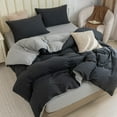 thumbnail image 5 of PURE ERA 3pc Duvet Cover Set-Jersey Knit Cotton 100% T-Shirt Cotton-Reversible Cover Super Soft Stretchy-Queen Size,Heathered Charcoal Grey/Gray, 5 of 8