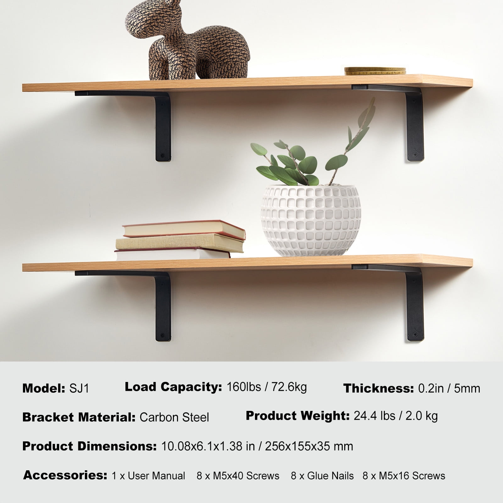 KFFKFF 4 Piece Shelf Protectors 10 x 6 Inch Floating Shelf Brackets Heavy Duty L Shelf