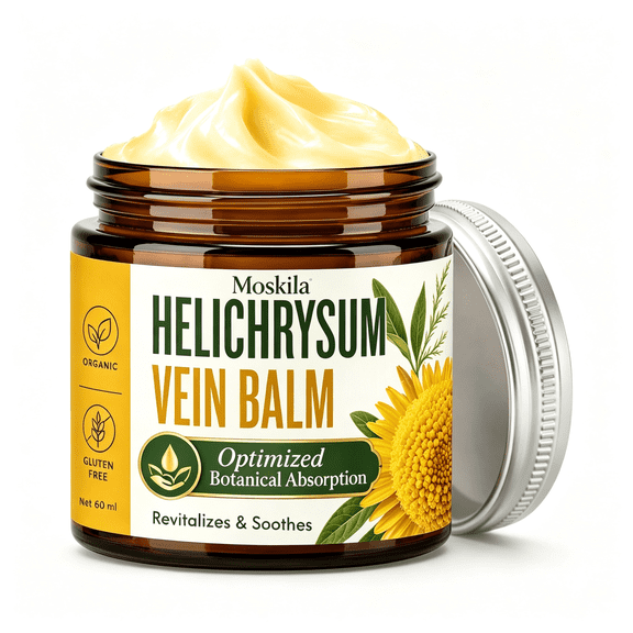 Helichrysum Vein Balm Deep Hydrating Moisturizer - Fast-Absorbing Formula for Dry Sensitive,Vari-co-se, Bruises & Thin Skin - Daily Calming Skincare for Uneven Skin Tone, 60ml