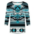 thumbnail image 4 of CYMMPU Loose Fit Tunic Tops Boho Blouses for Women Dressy Casual Summer Fashion Shirts Spring Tops Crew Neck 3/4 Sleeve Geometric Printed Western T-Shirts Multicolor S, 4 of 5
