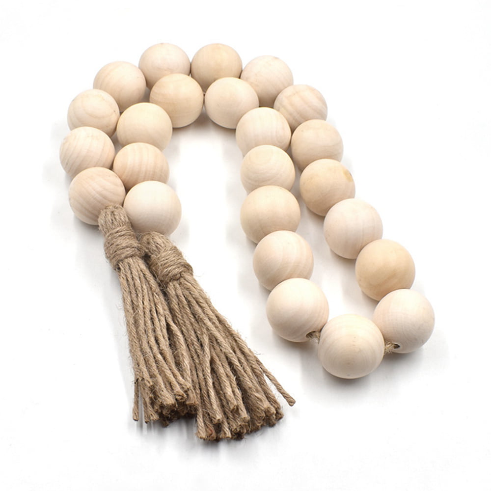 RUIRUICO Extra Large Chunky Wood Bead Garland with 1.6 Diameter Wooden  Beads, 67 Long Wooden Beads Garland with Tassels, Decorative Beads for  Boho