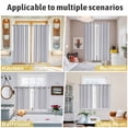 thumbnail image 6 of Light Grey Striped Kitchen Curtains 63 Inch Length, White Simple Neutral Modern Grommet Top Bedroom Living Room Curtains, Light Filtering Cafe Curtain Drapes 2 Panels Set 104''x63'', 6 of 9