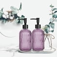 thumbnail image 4 of 2pcs 13.5 oz Glass Soap Dispenser, Hand Press Hand Sanitizer Dispenser Bottle, Skin Care Body Wash Storage Bottle, Reusable, Purple, 4 of 13