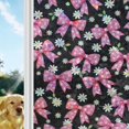 Rustic White Ribbon Pink Ribbon Knots Window Privacy Film, White Daisy Flowers Green Leaf ...