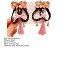 thumbnail image 7 of Tnobhg 1 Pair Girls Hairpins Chinese Style Tassel Plush Ball Fake Braided Hair Bow Decor Anti-slip Festive Photo Prop New Year Hair Decoration Hair Clips Cosplay Hair Accessories, 7 of 7