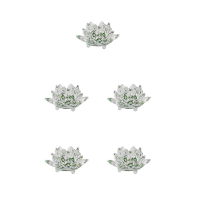 Injueey Cristal fino Flor de loto Minerales Pisapapeles Cristales Flores Colección decorativa Recuerdos Fiesta Verde Type2 NO2