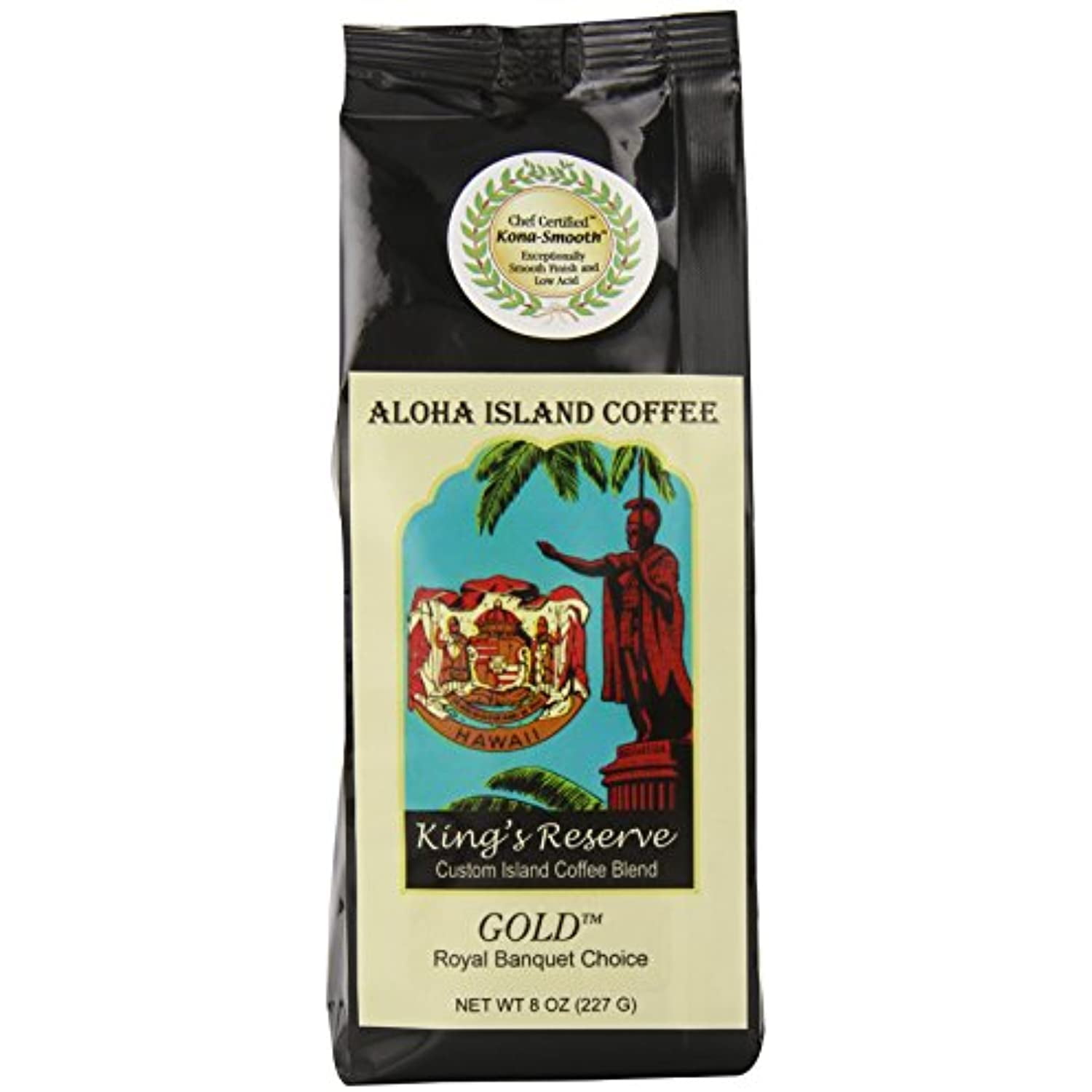 Aloha Island Coffee Gold Organic 100% Pure Kona Coffee, 8 Oz Ground, 8-Ounces