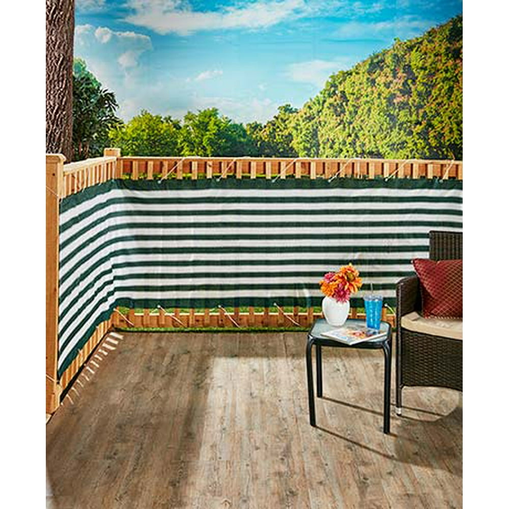 15 Ft Deck & Fence Privacy Screen Striped Polyethylene Netting Deck Railings New (Green