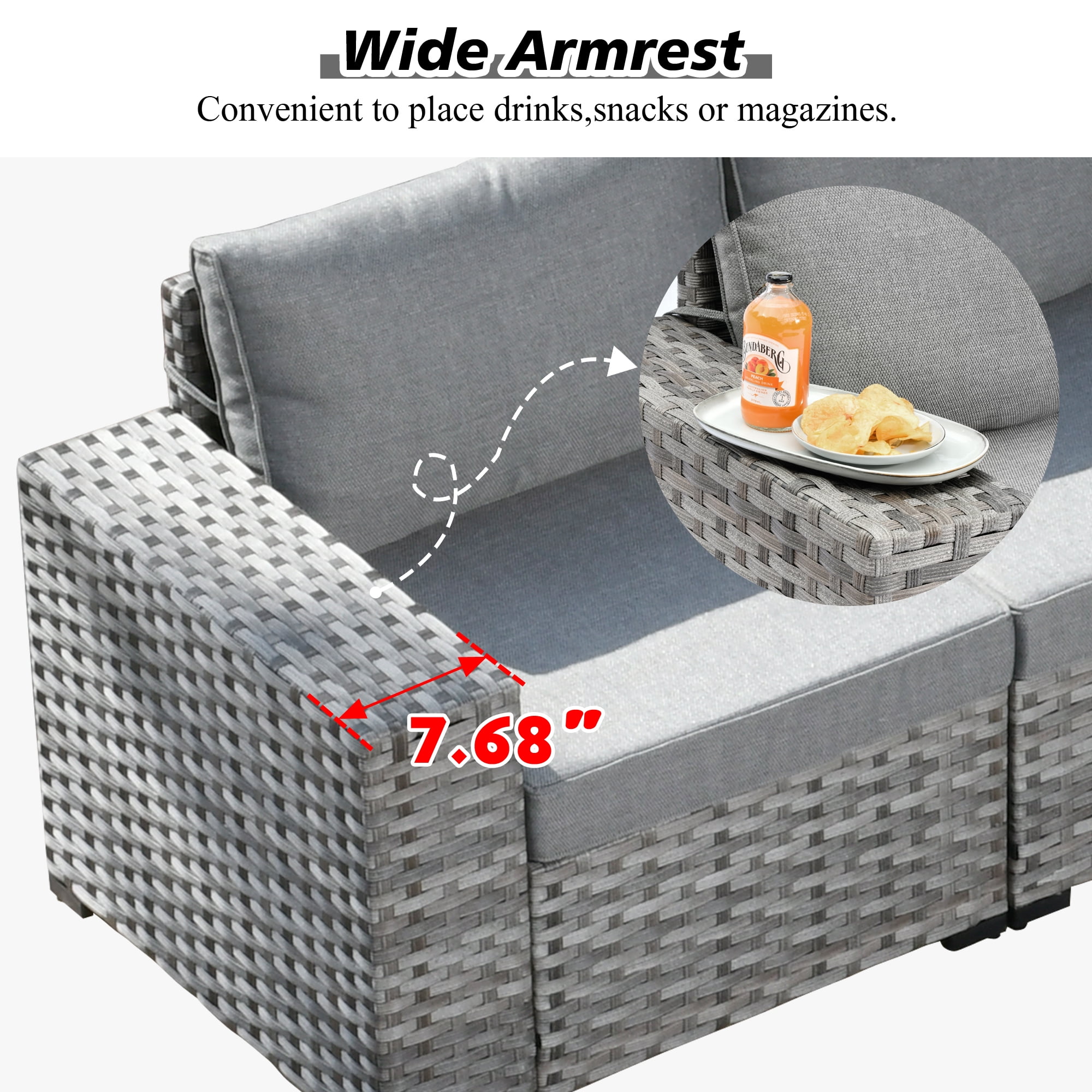 Ovios 12 Pieces Outdoor Furniture All Weather Wicker Patio Conversation Sectional Sofa Set with Side Table for Garden Backyard