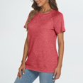 thumbnail image 7 of Diufon Sweat Tees for Women Summer Casual Solid Color Tops Round Neck Short Sleeve T-Shirts, 7 of 7