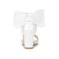 thumbnail image 2 of BLISSFUL STEP Style Women's Mesh Bow Heels Ankle Strap Open Toe Block Heel Sandals White 10, 2 of 6