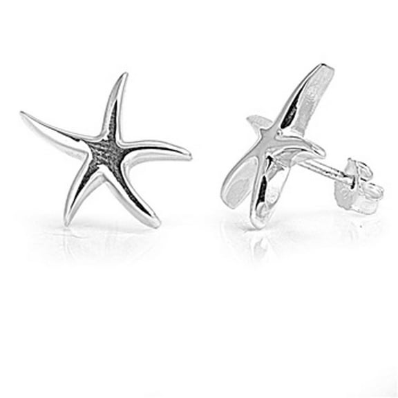 Starfish Stud Earrings .925 Sterling Silver Jewelry Female Unisex