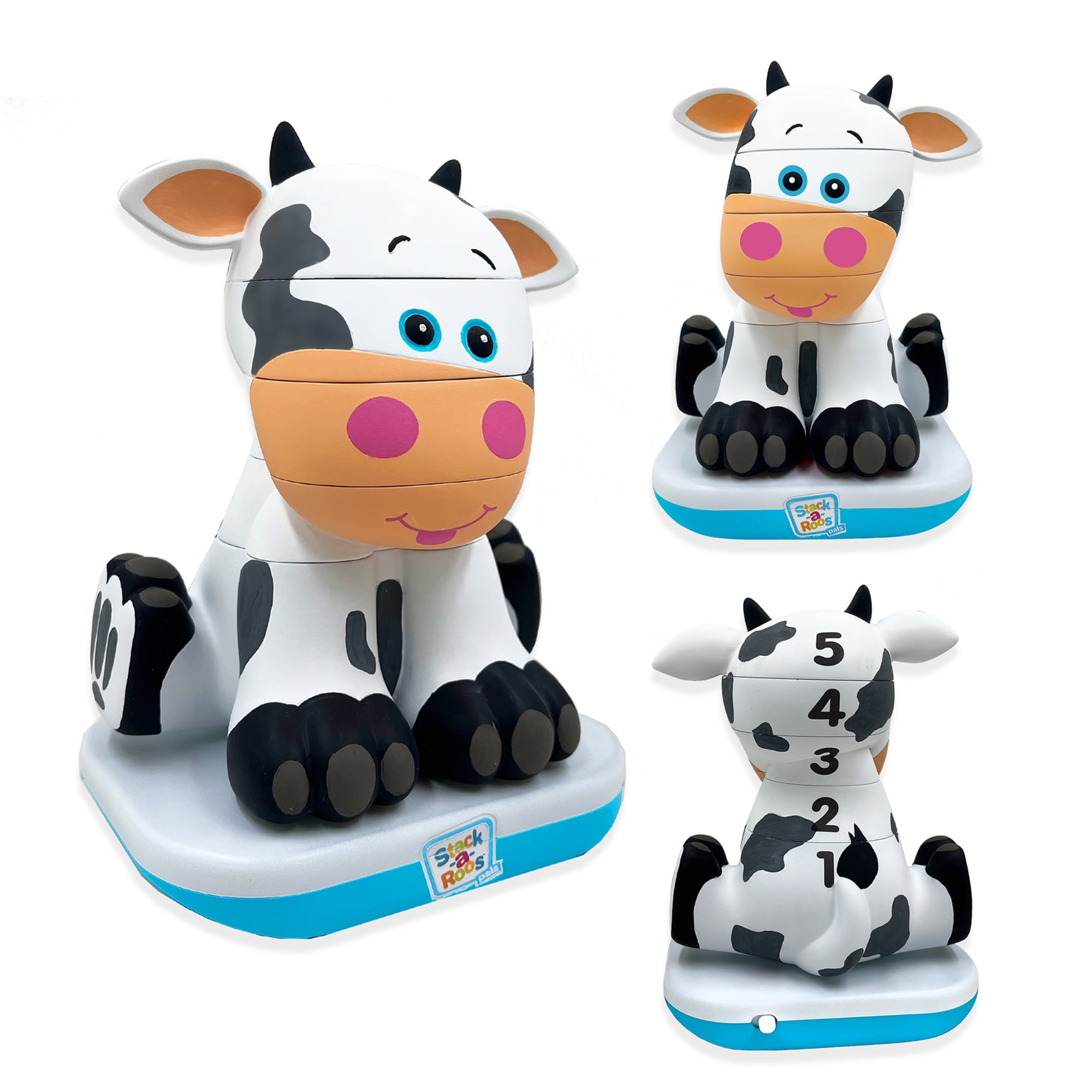 Stack-a-Roos Pals: Baby Cow - Lights & Sounds, Toddlers Ages 12+ Months, 5 Piece Stacking Animal Tower, Boys & Girls