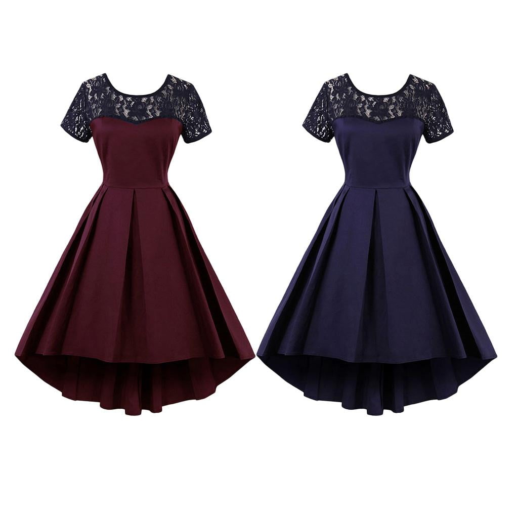 Womens Vintage Formal Dress 50s Rockabilly Dress Navy Blue S Walmart