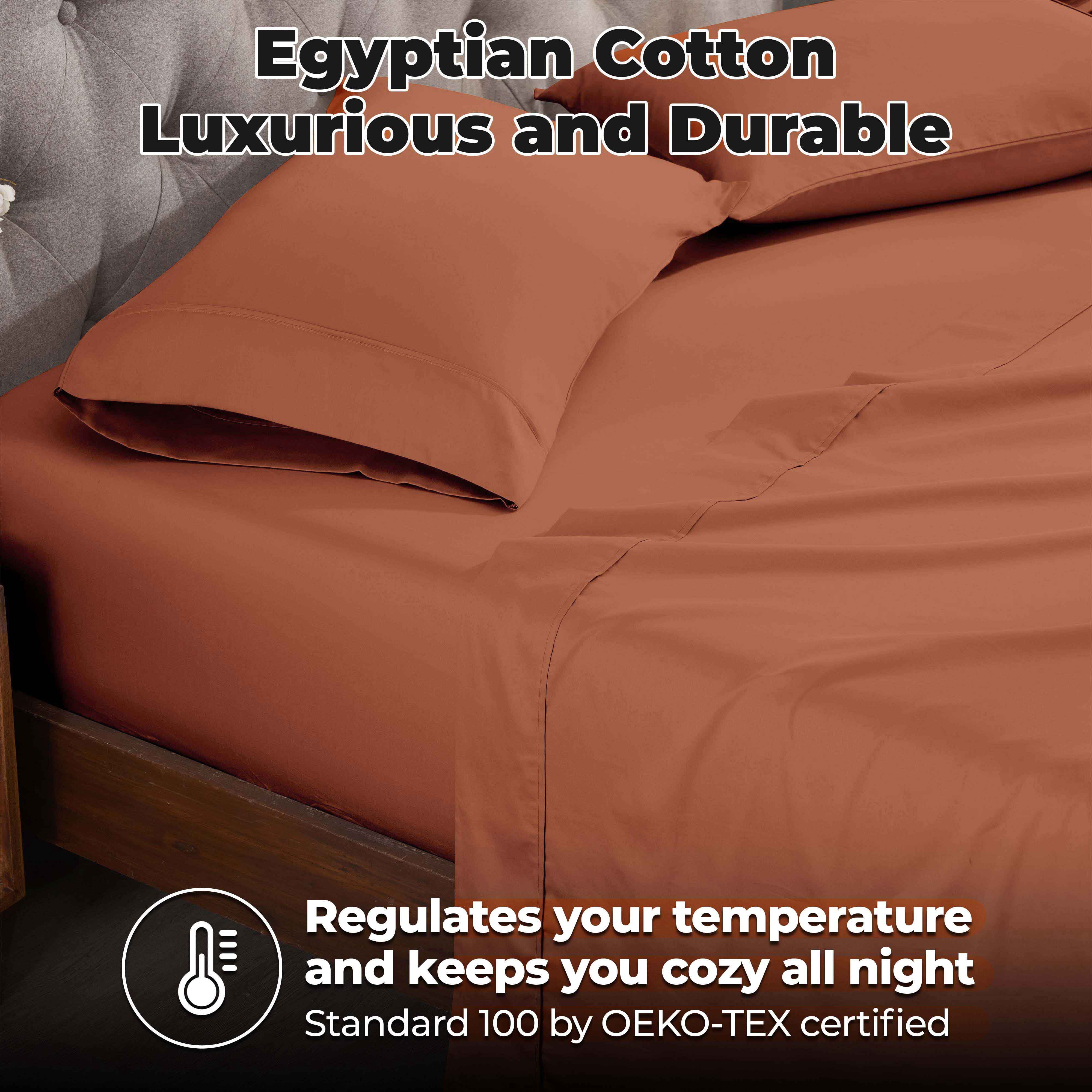 Superior Egyptian Cotton 300 Thread Count Pillowcases, Set of 2, King, Pumpkin