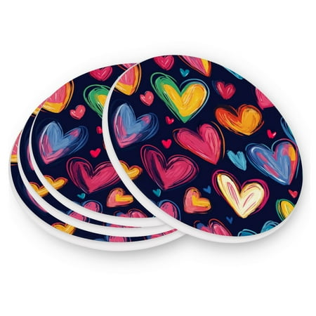 

Round Coasters Modern Style Ceramic Coaster Waterproof and Durable Drink Coaster Coasters set of 4 Customizable Coasters 1pc Cartoon Colorful Hearts