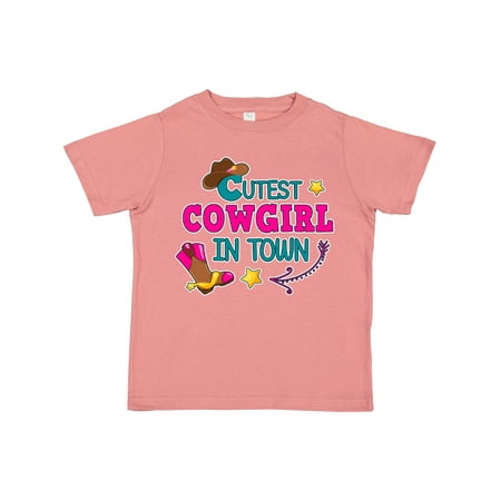 

Inktastic Cutest Cowgirl in Town with Cowgirl Hat and Boots Gift Toddler Toddler Girl T-Shirt